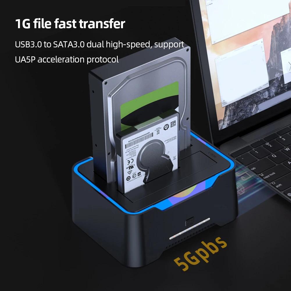 USB 3.0 SATA ϵ ̺ Ŭ ŷ ̼, 2.5 ġ, 3.5 ġ HDD SSD  , 2x16TB HDD ŷ ̼, 12V 3A